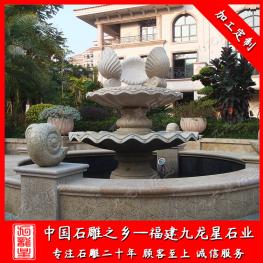 石雕喷泉设计厂家 黄锈石石雕喷泉 喷泉池子石雕图片