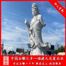 寺庙露天观音石雕像 石雕观音菩萨摆放寺院户外 