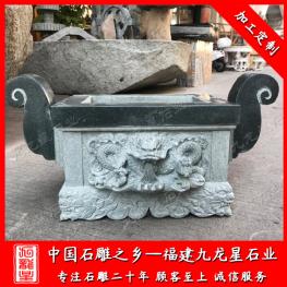 长方形石雕香炉厂家 寺院大理石香炉 双耳石雕香炉