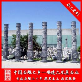 景区石雕十二生肖柱厂家 批发石雕文化柱子